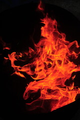 burning fire in the dark