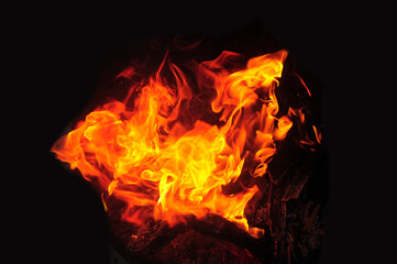 burning fire in the dark