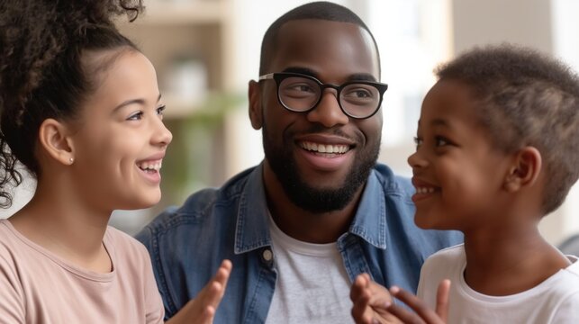 Co-parenting couple amicably discussing their child's schedule, highlighting the collaborative efforts in modern parenting