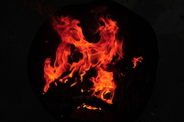 burning fire in the dark
