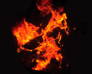 burning fire in the dark