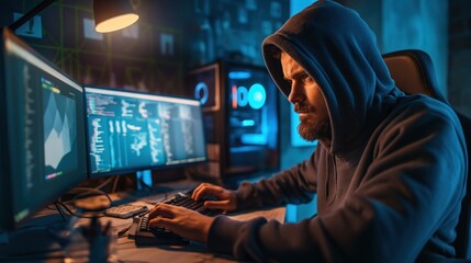 Hacker at computer, representing growing threat of cyberattacks and the need for robust cybersecurity measures