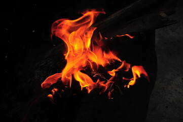 burning fire in the dark