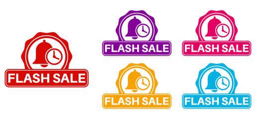 set flash sale icon labels sign template sticker design vector illustration