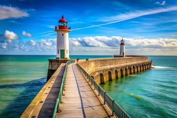 Lighthouse in Foz of Douro, old lighthouse ner Porto, Portugal.