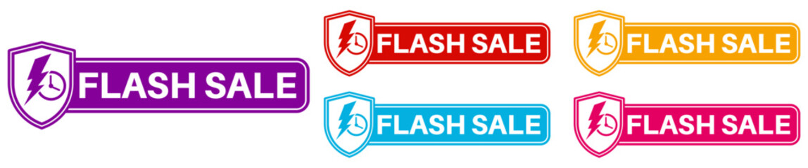 set flash sale icon labels sign template sticker design vector illustration