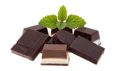 Chocolate candies with mint