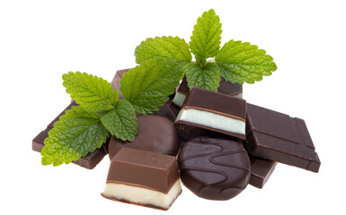 Chocolate candies with mint