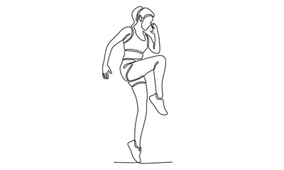 continuous line art of woman stretching vector illustration