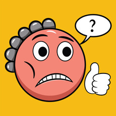 Thinking and Confusing Face Thumb Vector clip-art Illustration
