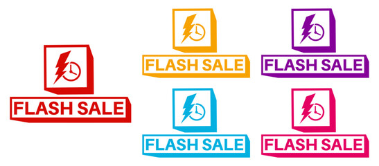 set vector sign flash sale icon stickers. Discount offer promo template label design illustration