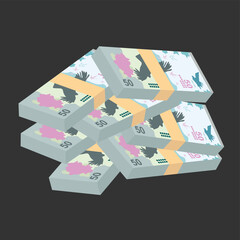 Argentine Peso Vector Illustration. Argentina money set bundle banknotes. Paper money 50 ARS. Flat style. Isolated on white background. Simple minimal design.