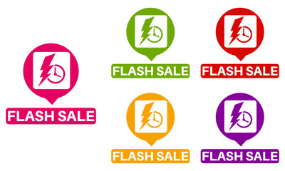 set vector sign flash sale icon stickers. Discount offer promo template label design illustration