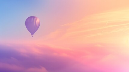 Obraz premium A hot air balloon flying in a vibrant sky with clouds.