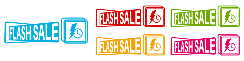 set trendy colorful flash sale labels icon. promotional fast sale sign labels template design vector illustration