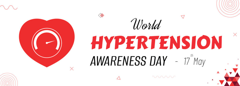 World hypertension awareness day banner, human heart with blood pressure measuring monitor, prevent HBP and stress, healthcare and medical fitness, cardiac health - Powered by Adobe