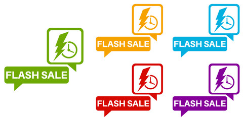 set trendy colorful flash sale labels icon. promotional fast sale sign labels template design vector illustration