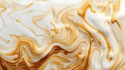 Swirling Milk and Coffee Forming Captivating Abstract Shapes