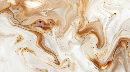 Elegant Marbled Milk and Coffee Swirls Forming Abstract Organic Designs
