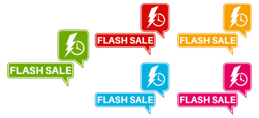 set trendy colorful flash sale labels icon. promotional fast sale sign labels template design vector illustration