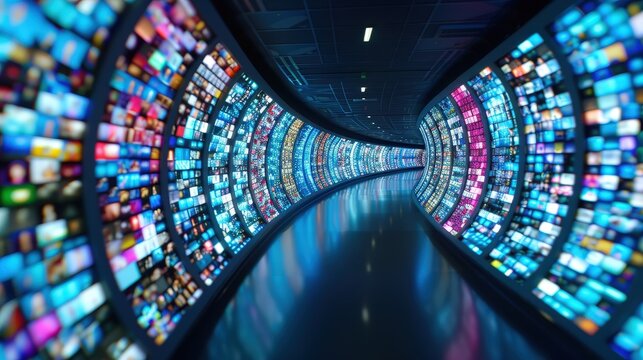 Digital archive room accessing historical data photography