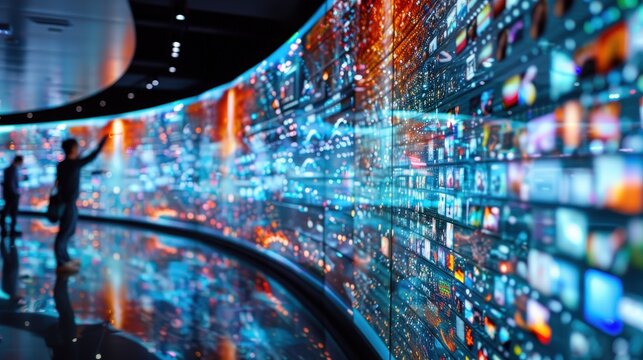 Digital archive room accessing historical data photography