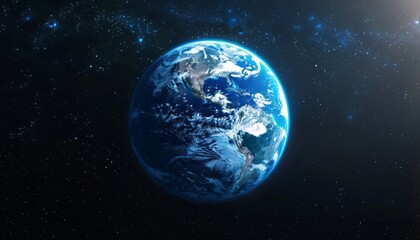 Captivating View of Earth From Space Against a Starry Background at Night