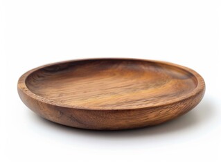 Obraz premium A simple wooden tray rests elegantly against a stark white background