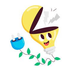 A comic style sticker of green electricity

