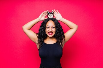 Smiling young african american woman studio portrait. People emotions lifestyle concept.