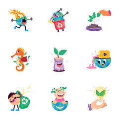 Basic RGBSet of Earth Environment Flat Stickers 

