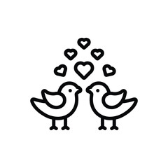Black line icon for lovebirds
