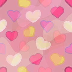 Seamless pattern of simple pink hearts isolated on pastel color for wrapping paper or fabric. Vector illustration