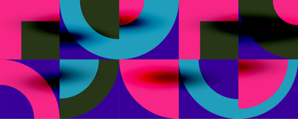 Fototapeta premium Neo memphis geometric pattern with circles, squares. Pop art abstract background for covers, banners, flyers and posters and other templates