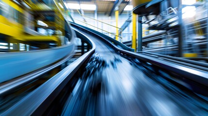A moving conveyor belt in a recycling plant showcasing the advanced waste sorting and processing system for sustainable power generation.