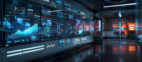 A detailed view of a digital patient safety dashboard in a hospital control room, monitoring health metrics and safety alerts.