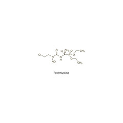 Fotemustine flat skeletal molecular structure Antineoplastic drug used in cancer treatment. Vector illustration scientific diagram.