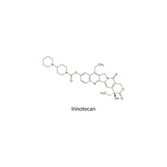 Obraz premium Irinotecan flat skeletal molecular structure Antineoplastic drug used in cancer treatment. Vector illustration scientific diagram.