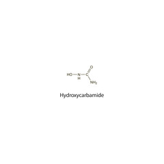 Hydroxycarbamide flat skeletal molecular structure Antineoplastic drug used in cancer treatment. Vector illustration scientific diagram.
