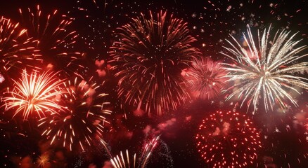 Fototapeta premium Vibrant fireworks display in the night sky