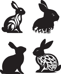 rabbit silhouette, rabbit icon, rabbit vector, 
