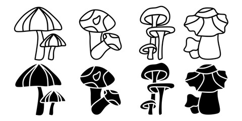 Mushroom. Vector collection of mushroom icon illustrations. Black icon design.