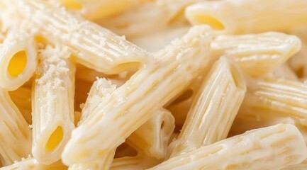 Close-up of delicious pasta with yellow sauce