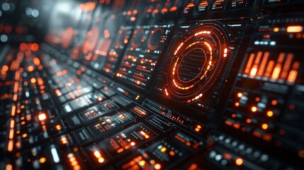 Fototapeta premium Futuristic Control Panel with Glowing Interface