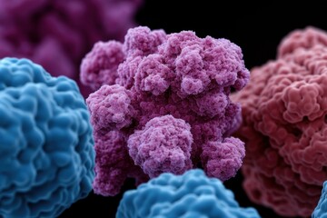 Vibrant microscopic view of colorful cells