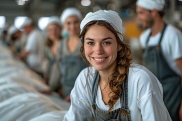 Smiling Female Worker In A Factory.