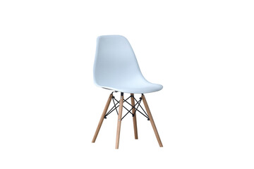 white chair with wooden legs isolated on a white background