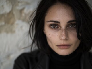 Fototapeta premium pensive young woman with dark hair