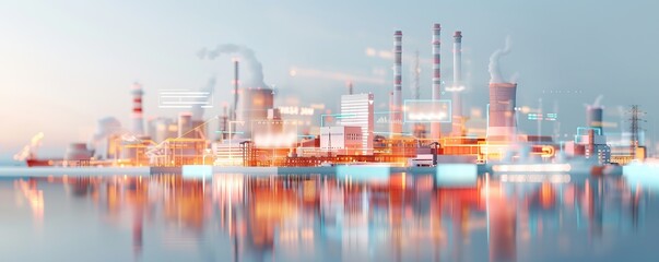 Fototapeta premium A large industrial plant with a ship in the background by AI generated image