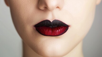 Obraz premium Dramatic red and black lipstick on female lips